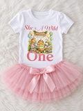She's A Wild One Birthday Outfit Set – T-Shirt & Tutu Skirt