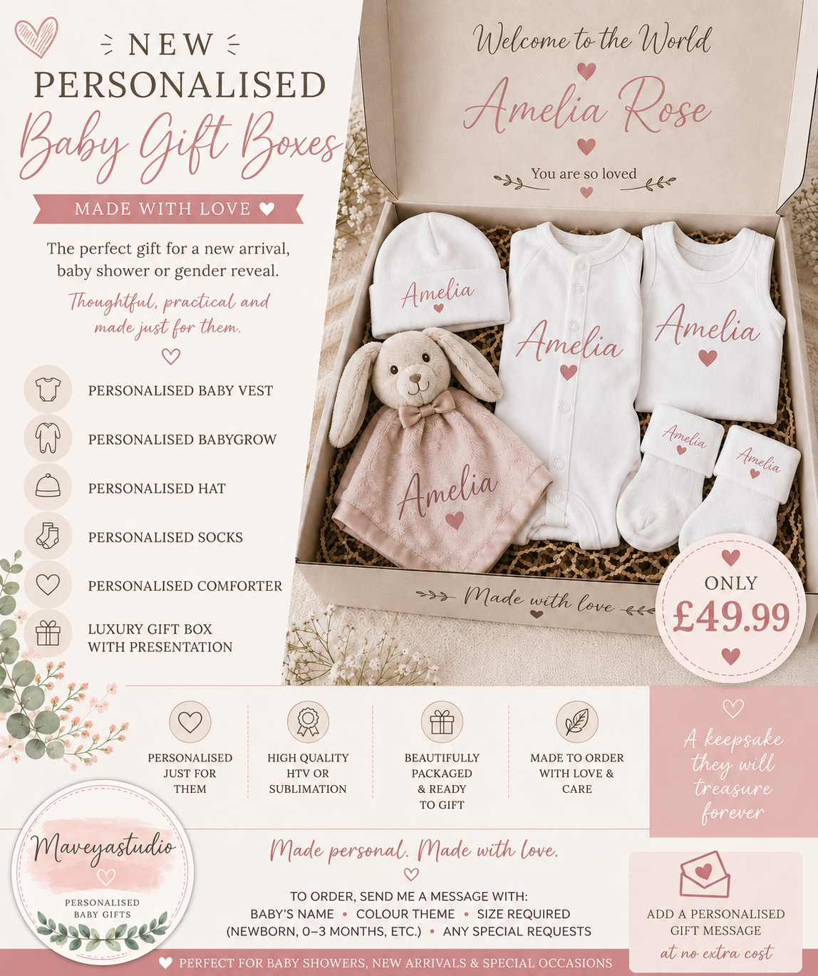 Personalised Baby Gift Box | 6-Piece Luxury Set