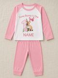 Some Bunny is One personalised short pyjama set in pink